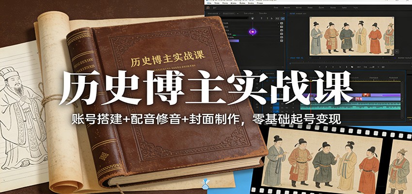 历史博主实战课：账号搭建+配音修音+封面制作，零基础起号变现-大表哥网创