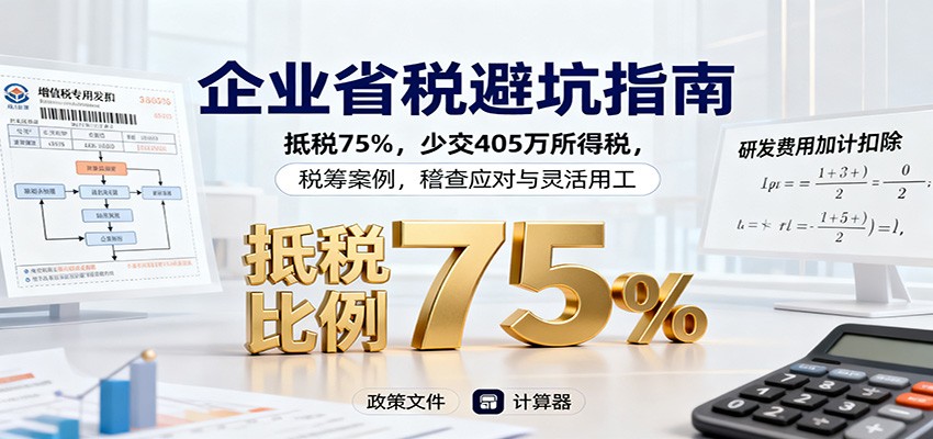 企业省税避坑指南：抵税75%，少交405万所得税，税筹案例，稽查应对与灵活用工-大表哥网创
