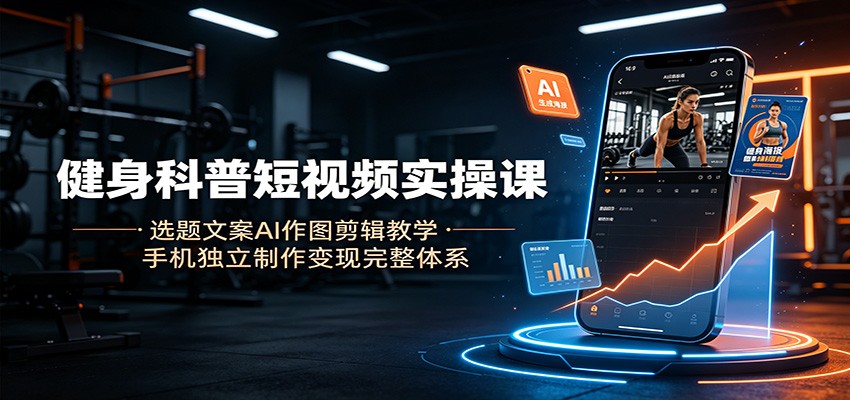 健身科普短视频实操课：选题文案AI作图剪辑教学，手机独立制作变现完整体系-大表哥网创