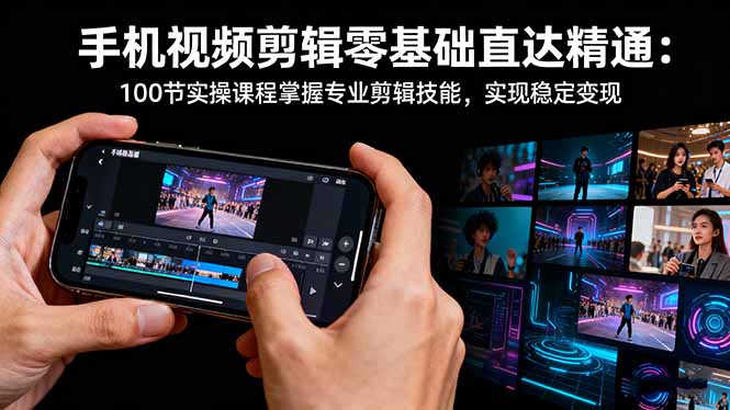 手机视频剪辑零基础直达精通：100节实操课程掌握专业剪辑技能，实现稳…-大表哥网创