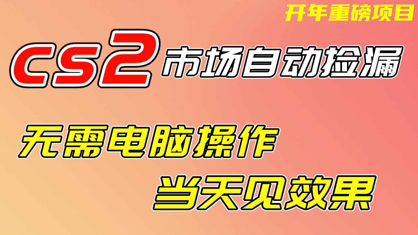 CS2市场挂机项,无需电脑操作,无需进入游戏,当天见效果,支持任何形式验证-大表哥网创