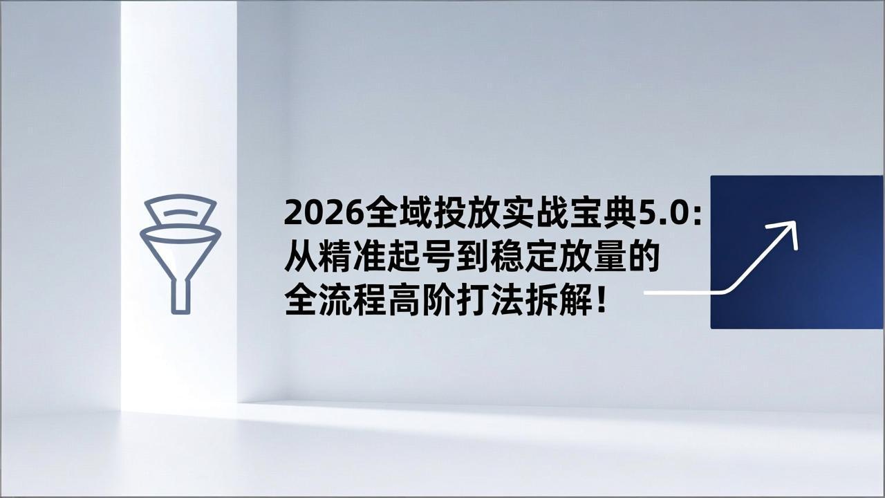 2026全域投放实战宝典5.0：从精准起号到稳定放量的全流程高阶打法拆解！-大表哥网创