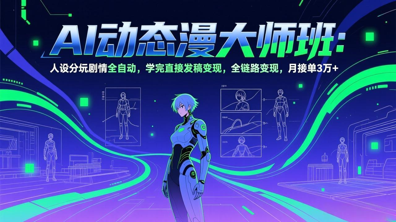 AI动态漫剧大师班：人设分镜剧情全自动，学完直接发稿变现，全链路变现，月接单3万+-大表哥网创