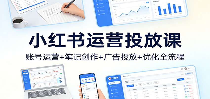 小红书运营投放课：账号运营+笔记创作+广告投放+优化全流程-大表哥网创
