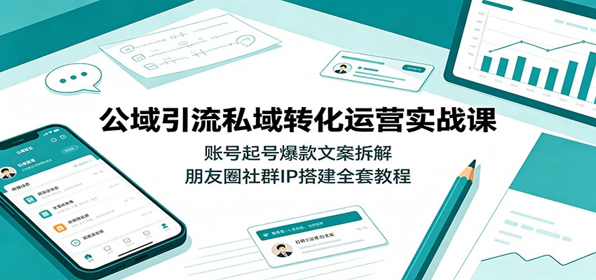 公域引流私域转化运营实战课：账号起号爆款文案拆解，朋友圈社群IP搭建全套教程-大表哥网创