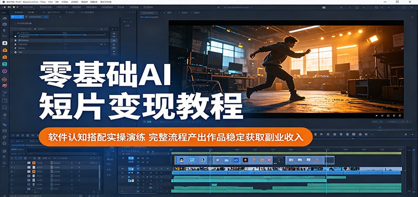 零基础AI短片变现教程：软件认知搭配实操演练，完整流程产出作品稳定获取副业收入-大表哥网创