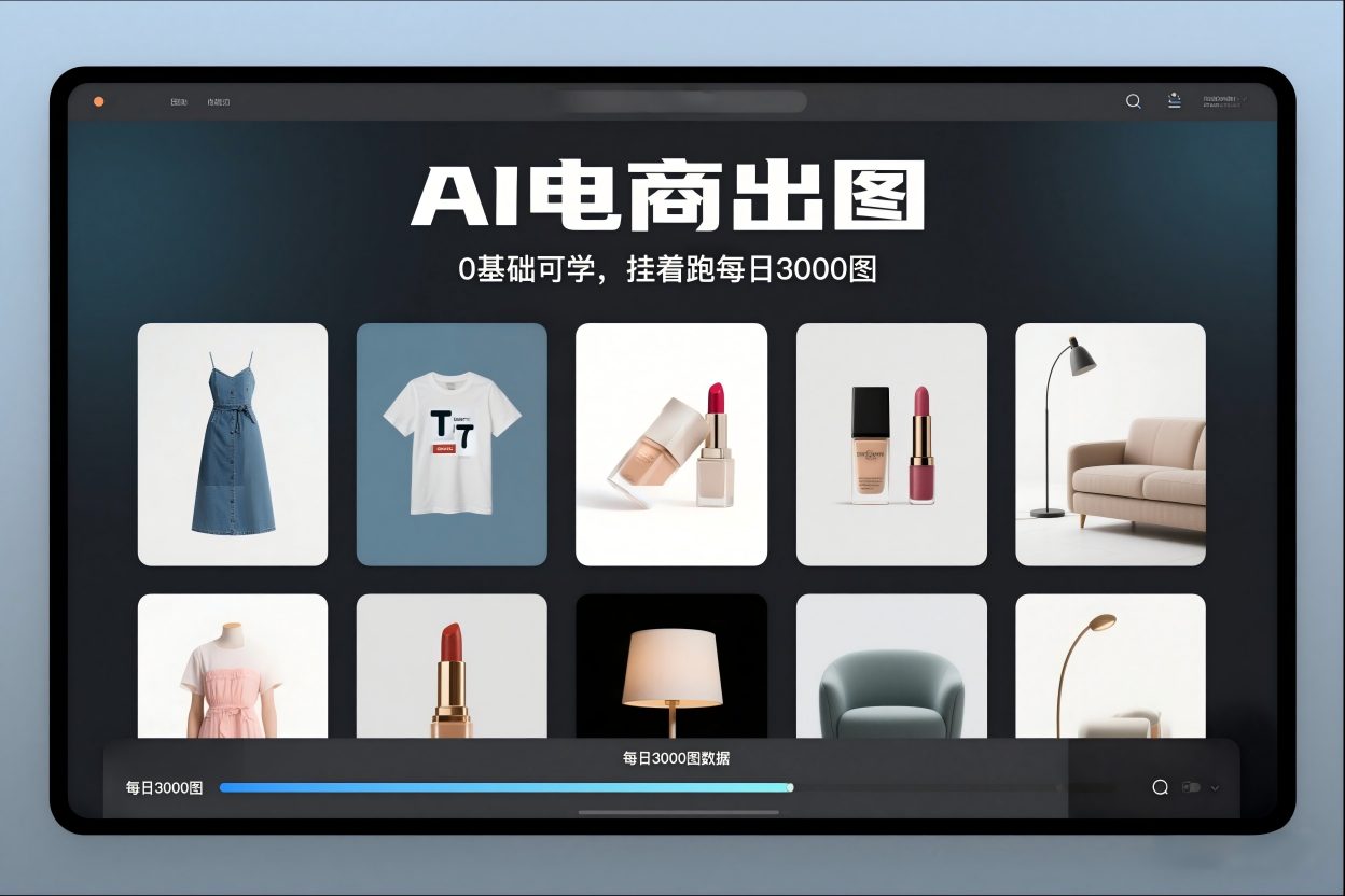 AI电商出图，0基础可学，挂着跑每日3000图-大表哥网创