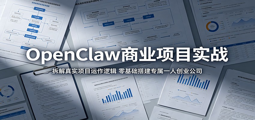 OpenClaw商业项目实战：拆解真实项目运作逻辑，零基础搭建专属一人创业公司-大表哥网创