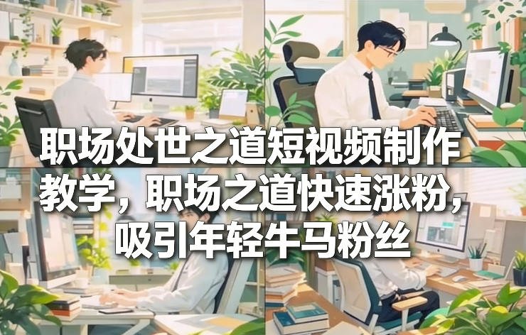 职场处世之道短视频制作教学，职场之道快速涨粉，吸引年轻牛马粉丝-大表哥网创