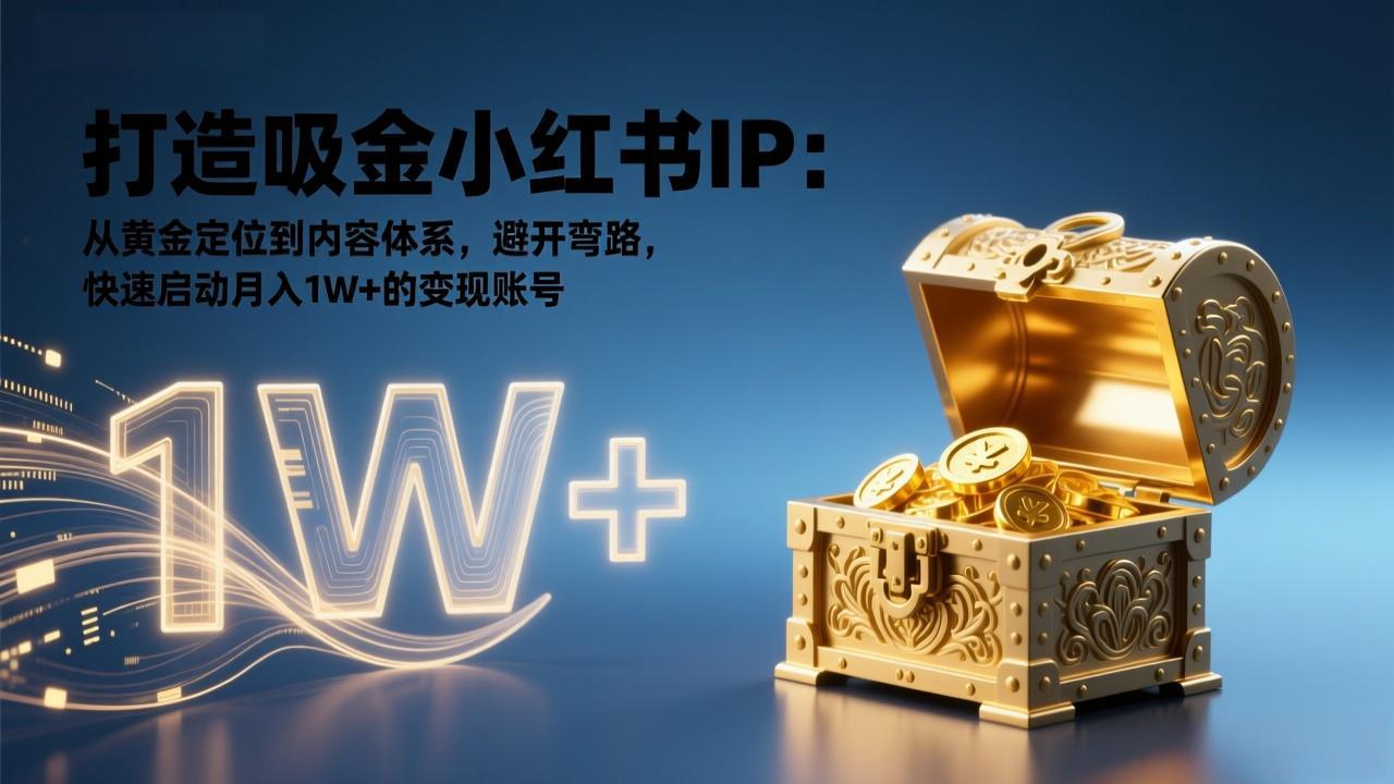 打造吸金小红书IP：从黄金定位到内容体系，避开弯路，快速启动月入1W+的变现账号-大表哥网创
