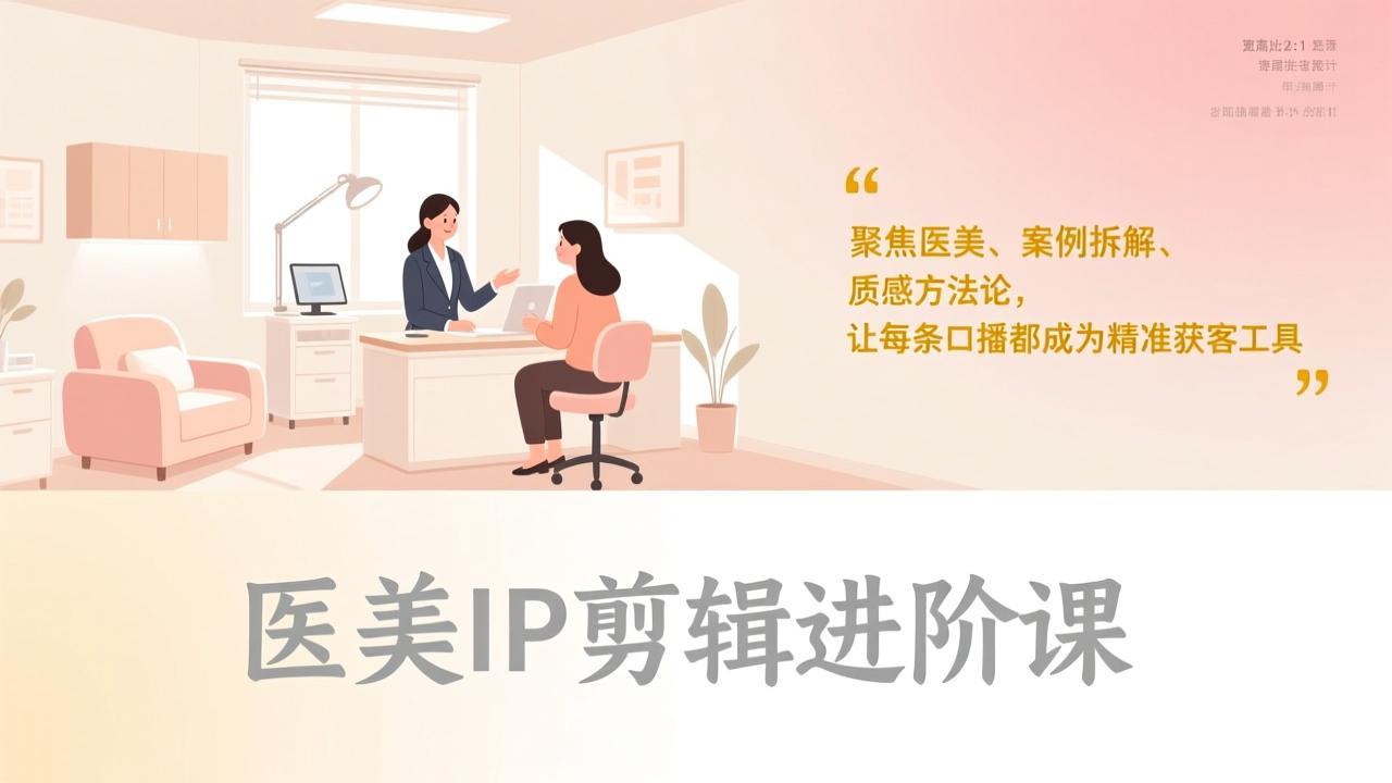 医美IP剪辑进阶课，聚焦医美、案例拆解、质感方法论，让每条口播都成为精准获客工具-大表哥网创