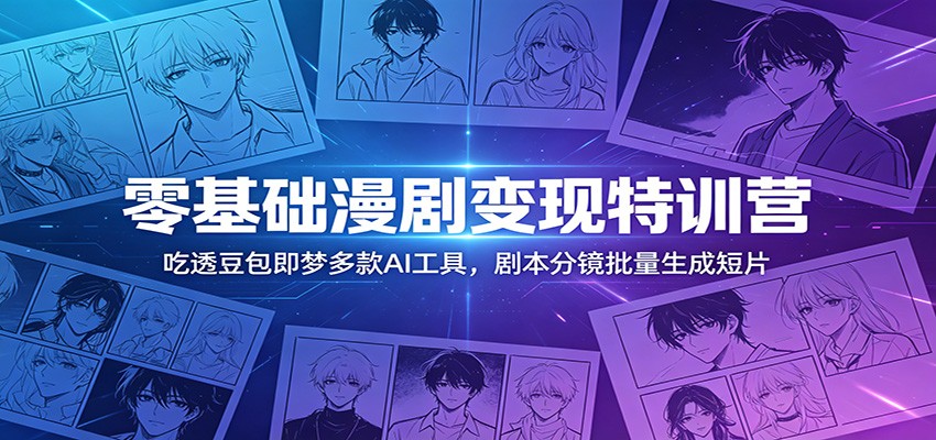 零基础漫剧变现特训营：玩转豆包即梦多款AI工具，剧本分镜批量生成短片-大表哥网创