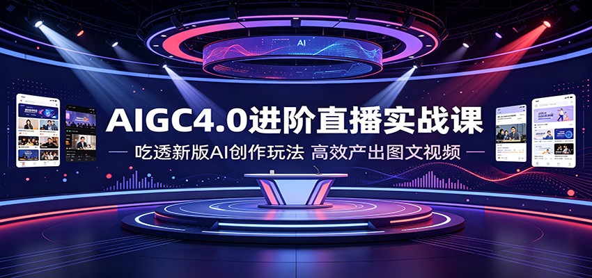 AIGC4.0进阶直播实战课：吃透新版AI创作玩法，高效产出图文视频-大表哥网创
