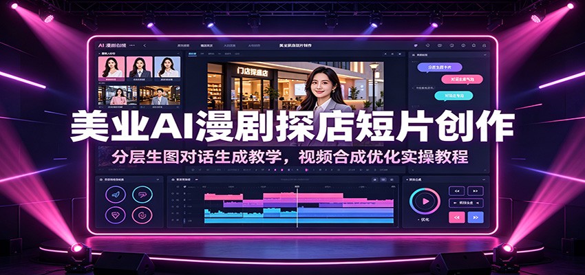 美业AI漫剧探店短片创作：分层生图对话生成教学，视频合成优化实操教程-大表哥网创