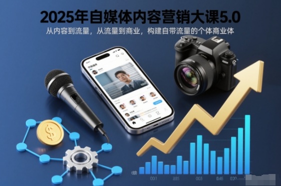 2025年自媒体内容营销大课5.0，从内容到流量，从流量到商业，构建自带流量的个体商业体-大表哥网创