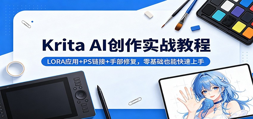 Krita AI创作实战教程：LORA应用+PS链接+手部修复，零基础也能快速上手-大表哥网创