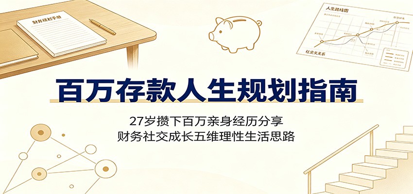 百万存款人生规划指南：27岁攒下百万亲身经历分享，财务社交成长五维理性生活思路-大表哥网创