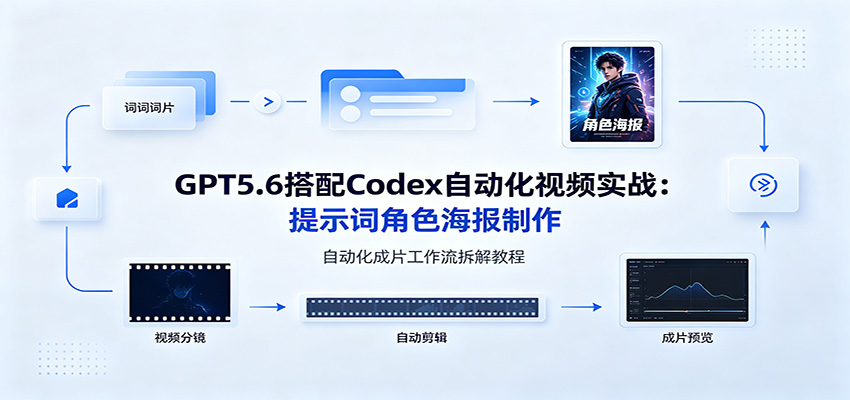 GPT5.6搭配Codex自动化视频实战：提示词角色海报制作，自动化成片工作流拆解教程-大表哥网创