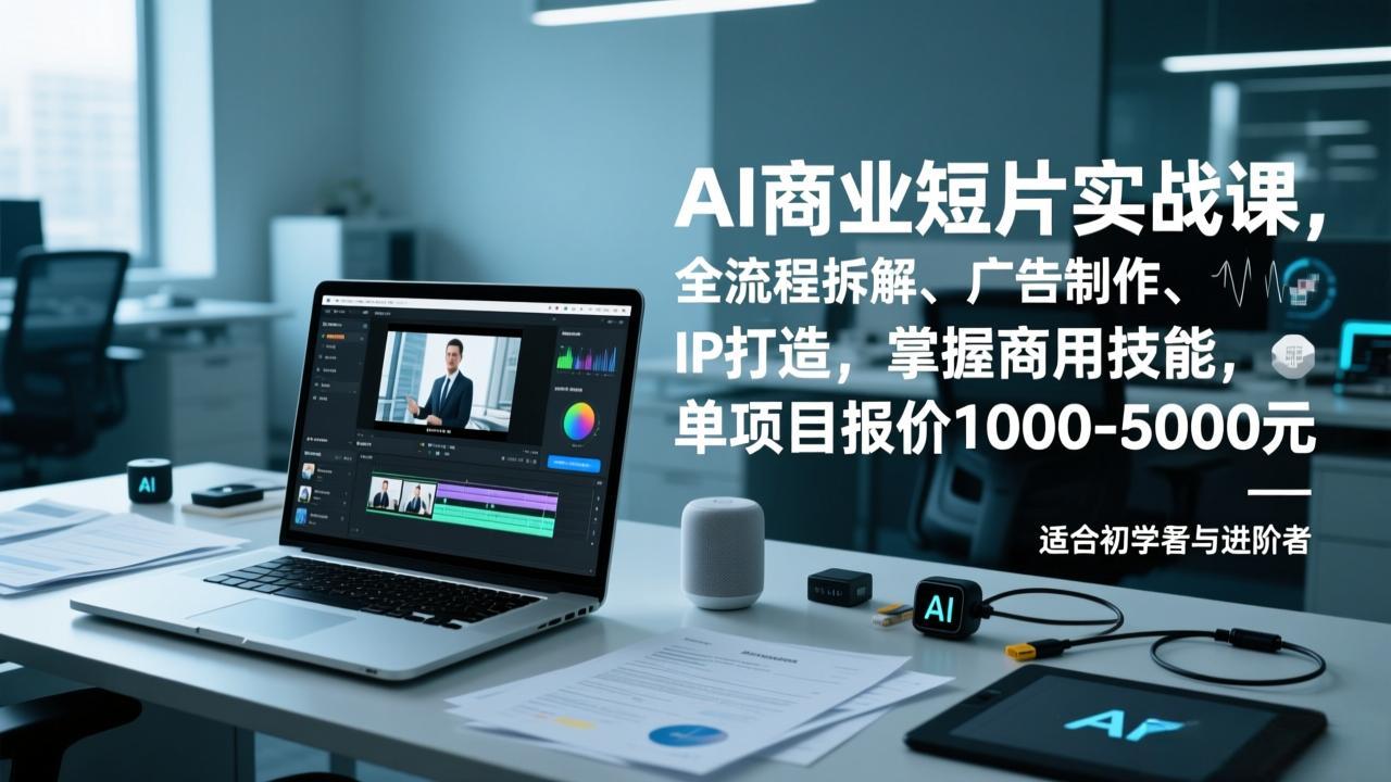AI商业短片实战课，全流程拆解、广告制作、IP打造，掌握商用技能，单项目报价1000-5000元-大表哥网创