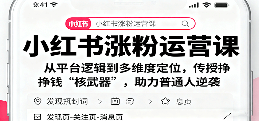 小红书涨粉运营课：从平台逻辑到多维度定位，传授挣钱 “核武器”，助力普通人逆袭-大表哥网创
