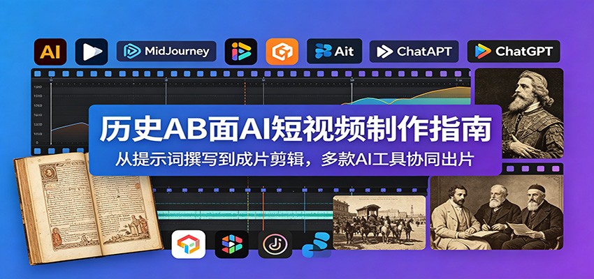 历史AB面AI短视频制作指南：从提示词撰写到成片剪辑，多款AI工具协同出片-大表哥网创