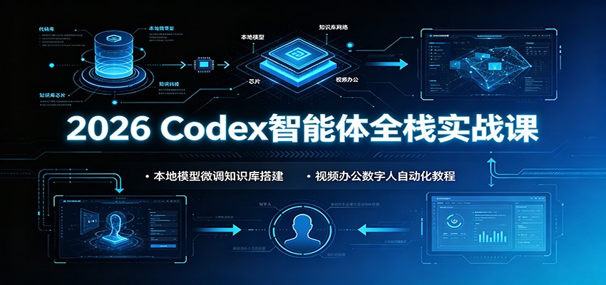 2026 Codex智能体全栈实战课:本地模型微调知识库搭建,视频办公数字人自动化教程-大表哥网创