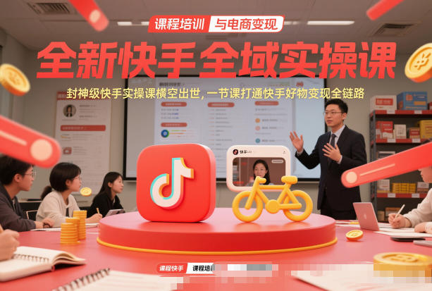 全新快手全域实操课，封神级快手实操课横空出世，一节课打通快手好物变现全链路-大表哥网创