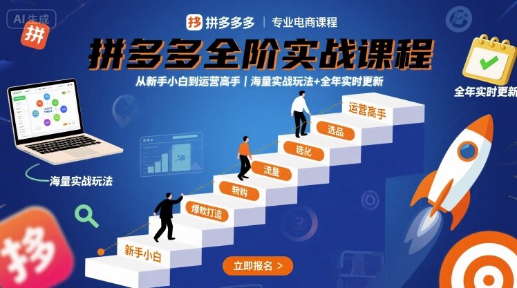 拼多多全阶实战课程，从新手小白到运营高手，海量实战玩法+全年实时更新【2025年10月更新】-大表哥网创