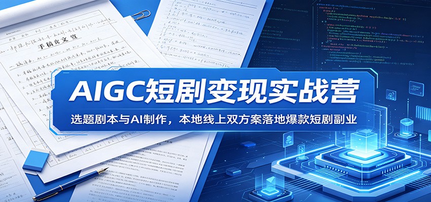 AIGC短剧变现实战营：选题剧本与AI制作，本地线上双方案落地爆款短剧副业-大表哥网创