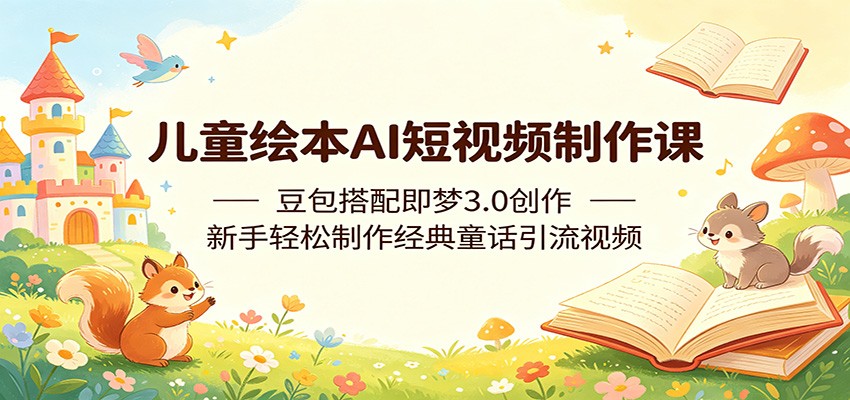 儿童绘本AI短视频制作课：豆包搭配即梦3.0创作，新手轻松制作经典童话引流视频-大表哥网创