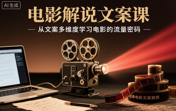 电影解说文案课，从文案多维度学习电影的流量密码-大表哥网创