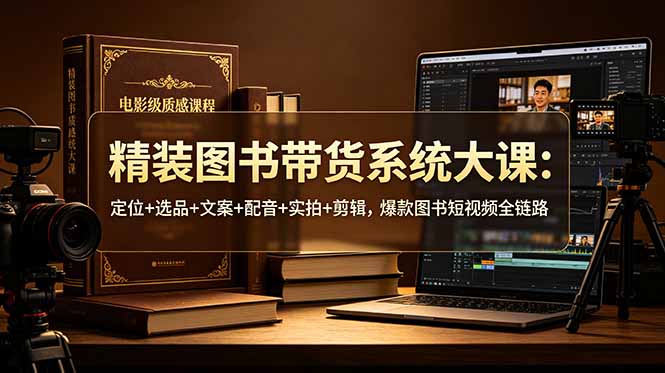 精装图书带货系统大课:定位+选品+文案+配音+实拍+剪辑,爆款图书短视频全链路-大表哥网创