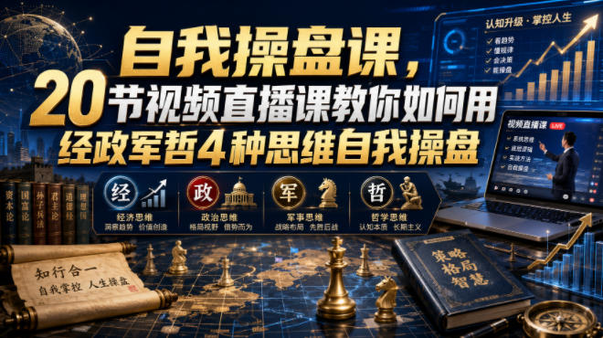 自我操盘课，20节视频直播课教你如何用经政军哲4种思维自我操盘-大表哥网创