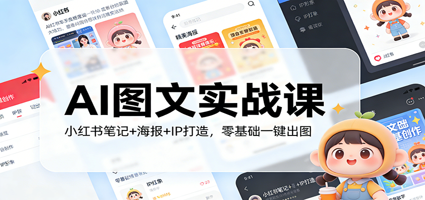 AI图文实战课：小红书笔记+海报+IP打造，零基础一键出图-大表哥网创