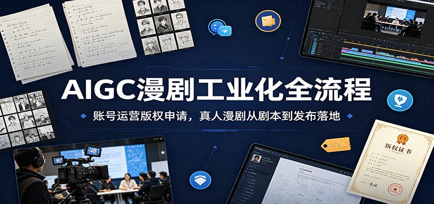 AIGC漫剧工业化全流程：账号运营版权申请，真人漫剧从剧本到发布落地-大表哥网创