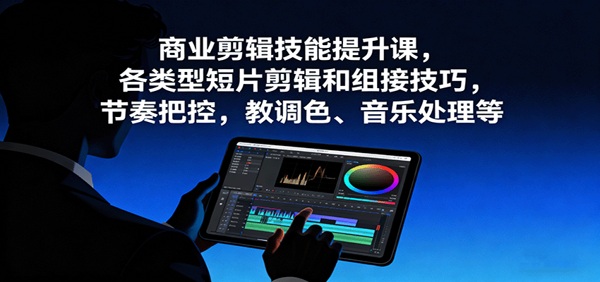 商业剪辑技能提升课，各类型短片剪辑和组接技巧，节奏把控，教调色、音乐处理等-大表哥网创