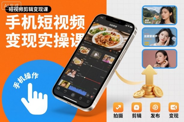 手机短视频变现实操课，短视频剪辑变现课-大表哥网创