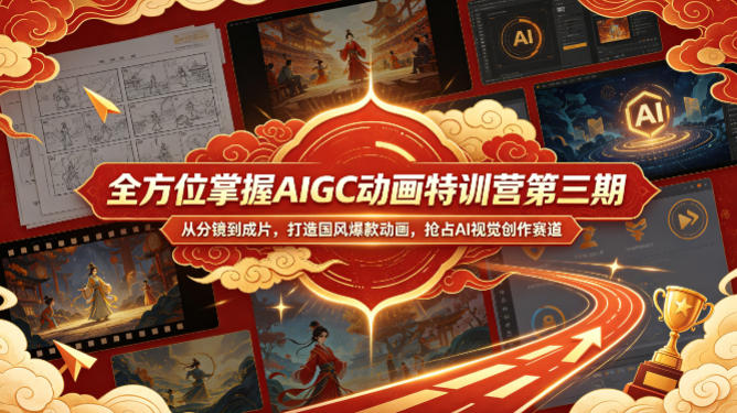 全方位掌握AIGC动画特训营第三期,从分镜到成片,打造国风爆款动画,抢占AI视觉创作赛道红利-大表哥网创