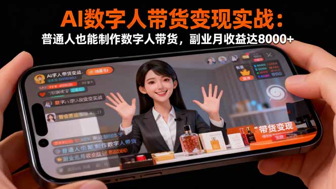 AI数字人带货变现实战：普通人也能制作数字人带货，副业月收益达8000+-大表哥网创