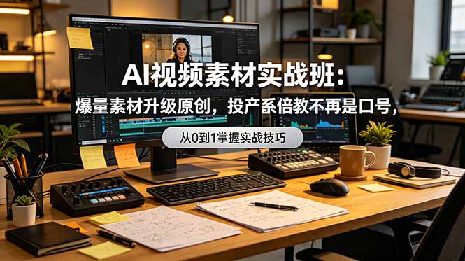 AI视频素材实战班：爆量素材升级原创，投产翻倍不再是口号，0-1系统教学实战落地-大表哥网创
