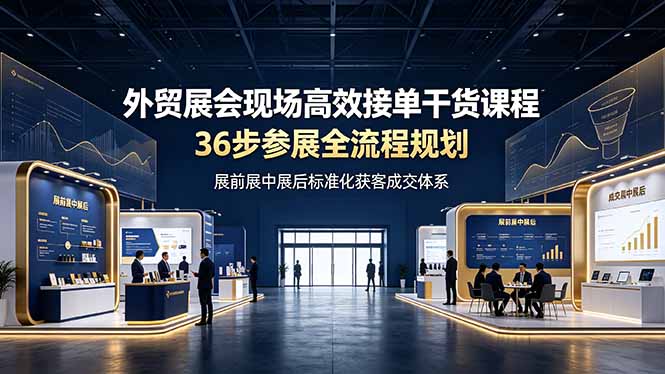 外贸展会现场高效接单干货课程，36步参展全流程规划，展前展中展后标准化获客成交体系-大表哥网创