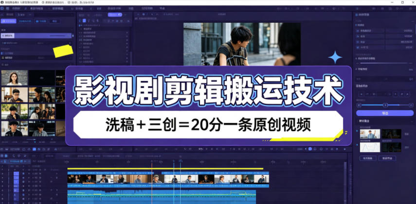 影视剧剪辑搬运技术,洗稿+三创=20分一条原创视频-大表哥网创