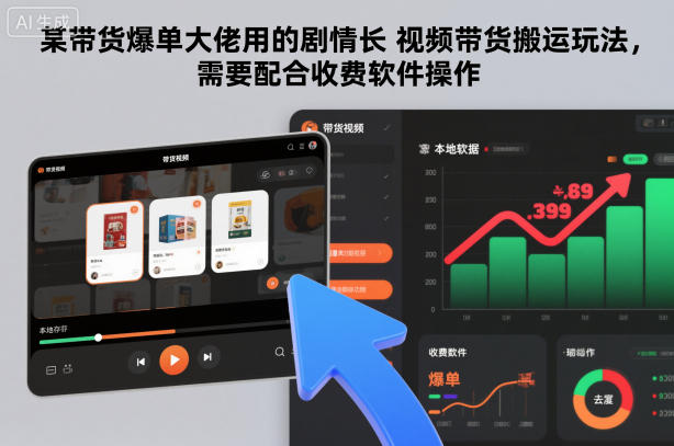 某带货爆单大佬用的剧情长视频带货搬运玩法，需要配合收费软件操作-大表哥网创