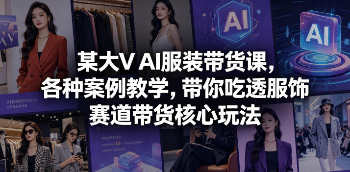 某大V AI服装带货课，各种案例教学，带你吃透服饰赛道带货核心玩法-大表哥网创