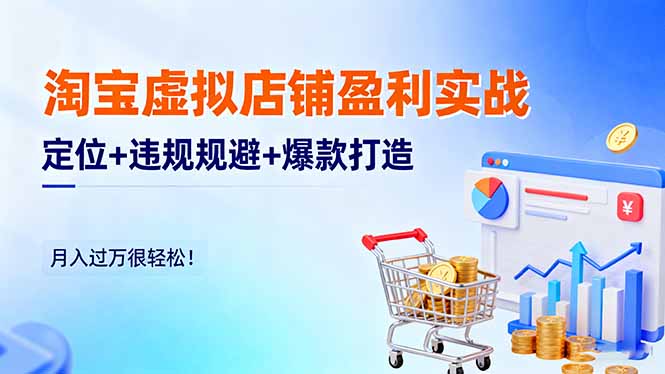 淘宝虚拟店铺盈利实战：定位+违规规避+爆款打造，月入过万很轻松！-大表哥网创