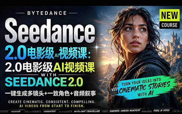 字节跳动的Seedance 2.0 AI电影视频生成制作教程，一键生成多镜头+一致角色+音频叙事-中英字幕-大表哥网创