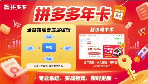 拼多多年卡，拼多多全链路运营底层逻辑，超级爆单术【更新26年6月】-大表哥网创