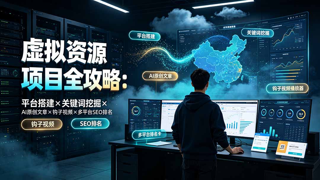 虚拟资源项目全攻略：平台搭建×关键词挖掘×AI原创文章×钩子视频×多平台SEO排名-大表哥网创