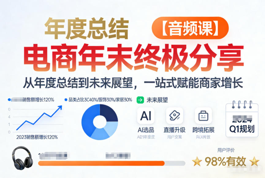 电商年未终极分享，从年度总结到未来展望，一站式赋能商家增长【音频课】-大表哥网创
