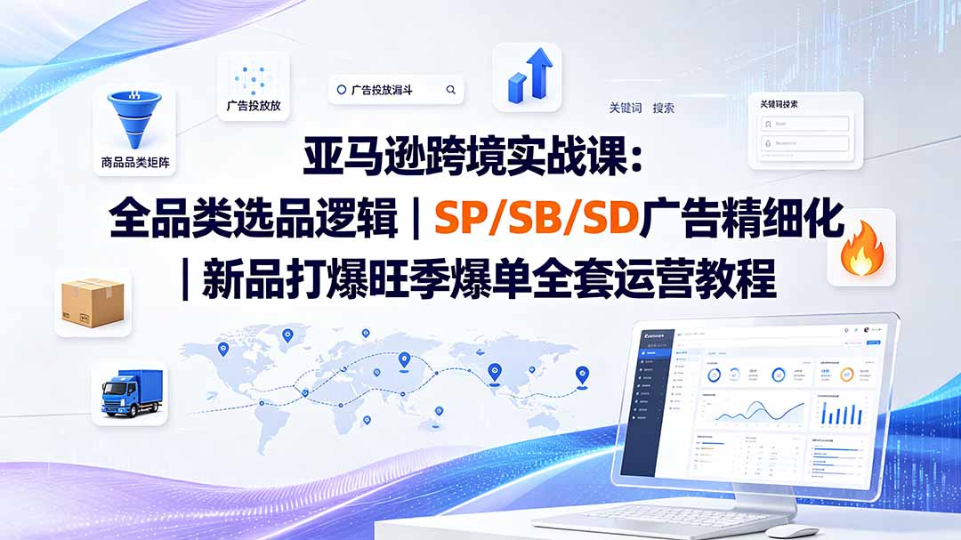 亚马逊跨境实战课-更新：全品类选品逻辑｜SP/SB/SD广告精细化｜新品打爆旺季爆单全套运营教程-大表哥网创